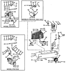 Tank Assembly Parts Diagram and Parts List for VT617203AJ  Campbell Hausfeld Compressor